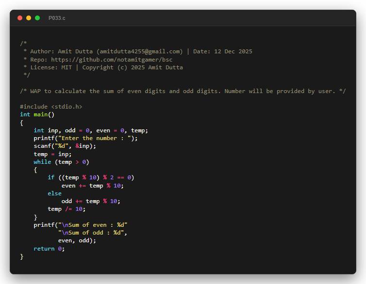 WAP to calculate the sum of even digits and odd digits. Number will be provided by user.